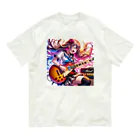 AI-Bignnerのギタリスト女子　アニメ オーガニックコットンTシャツ