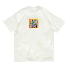 IKA_0120のカラフルな猫 オーガニックコットンTシャツ