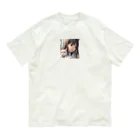 zhalyの猫と少女 オーガニックコットンTシャツ