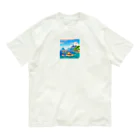 keita-sawadaのドット　ボラボラ島のオーバーウォーターバンガロー オーガニックコットンTシャツ