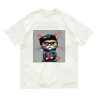 非常口社長のヒップホップ猫 オーガニックコットンTシャツ