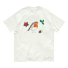 森図鑑の[森図鑑] クリスマスロビン(西洋こまどり)A オーガニックコットンTシャツ
