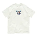 JUN-yの空を飛びたいペンギン オーガニックコットンTシャツ