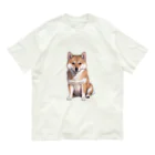 CHIKUSHOの柴犬のおすわりシャツ オーガニックコットンTシャツ