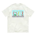 森図鑑の[森図鑑] 仲間に入れて（背景水色） Organic Cotton T-Shirt