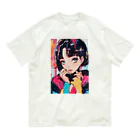 80s pop anime artのキュートな9 0 sアニメスタイル オーガニックコットンTシャツ