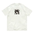 capcat1919のハチワレ白黒猫とジャスミン オーガニックコットンTシャツ