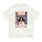 かわいい女の子とシュールな絵の子猫なしばちゃん Organic Cotton T-Shirt