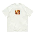 pikaraのかわいい猫と日の出のイラスト Organic Cotton T-Shirt