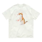 姫とすずり。の花となるねこ オーガニックコットンTシャツ