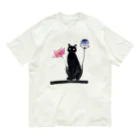 幸運のしっぽの黒猫と花 Organic Cotton T-Shirt