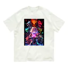 シロクマペンギンのドラゴンファイターガールwith竜の変身ヒーロー Organic Cotton T-Shirt