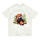 イラストアニマルズの絵本から飛び出たかのようなキュートなレッサーパンダ Organic Cotton T-Shirt