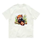 イラストアニマルズのリラックスレッサーパンダ オーガニックコットンTシャツ