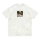 emeralのジャンプする猫 オーガニックコットンTシャツ