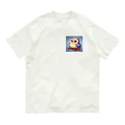 mame1103の虹色幸ふくろう オーガニックコットンTシャツ