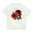 J-M-Kのレッドローズ Organic Cotton T-Shirt