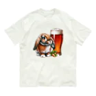 bottaの可愛いウサギ(垂れ耳ビール)カラー03 オーガニックコットンTシャツ