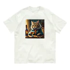 飲酒ちゃんの酒が好きな猫（社長） Organic Cotton T-Shirt