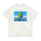 Drecome_Designの【レインボーカラー】おねんね海獺(ラッコ)親子 Organic Cotton T-Shirt