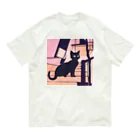 sefyの夕暮れの黒猫ちゃん オーガニックコットンTシャツ