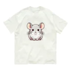 もふっとチンチラ🐭のチンチラ（シナモン） オーガニックコットンTシャツ