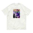 たんぽぽのむらさき色のpurpleチューリップ オーガニックコットンTシャツ