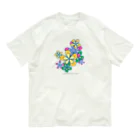 ファンシーTシャツ屋のカラフルフラワーアート Organic Cotton T-Shirt