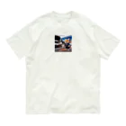 Colorful Canvasの車のバッテリーがあがって、立ち往生しているコーギー Organic Cotton T-Shirt