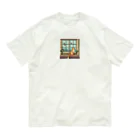 にゃんにゃんの外を眺める猫 Organic Cotton T-Shirt