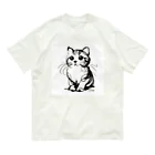 catsの一筆書きで描かれたかわいい猫のイラスト Organic Cotton T-Shirt