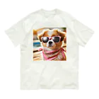 AQUAMETAVERSEのサングラスをかけた、かわいい犬 Marsa 106 Organic Cotton T-Shirt