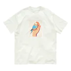 AQUAMETAVERSEの手のひらでおしゃべりセキセイインコの　BLUE PLUM  691 Organic Cotton T-Shirt