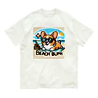 keikei5の夏のおしゃれ大作戦！ピーチカラーの柴犬 オーガニックコットンTシャツ