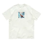 ブルーレイの氷山と狐 オーガニックコットンTシャツ