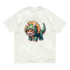 IloveCatのトリケラトプスのフードを被った子猫 Organic Cotton T-Shirt