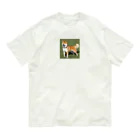 柴犬大好きマンのかわいい柴犬　赤毛 オーガニックコットンTシャツ