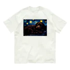 Dog Art Museumの【星降る夜 - トイプードル犬の子犬 No.7】 Organic Cotton T-Shirt