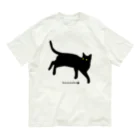 小鳥と映画館の見返り美ニャン　黒猫 オーガニックコットンTシャツ