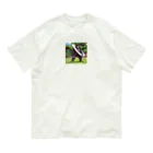 ganeshaのフリスビーをする白黒のゴリラ Organic Cotton T-Shirt