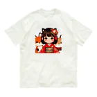 まんまるちゃんの狐娘とかわいい狐 オーガニックコットンTシャツ