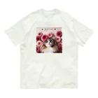 Y m @Y's shopの猫とダリア オーガニックコットンTシャツ