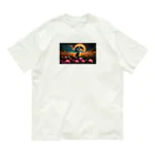 space catの秋の満月 青い目の猫 Organic Cotton T-Shirt