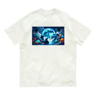 space catの月を見る猫イルカと共に Organic Cotton T-Shirt