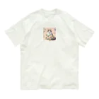 Y m @Y's shopの猫と薔薇　パールver. オーガニックコットンTシャツ