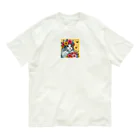 Y m @Y's shopの猫とガーベラ オーガニックコットンTシャツ