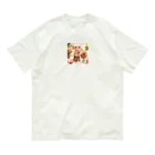 adjustのフラワーアレンジメントをしているかわいいウーパールーパー オーガニックコットンTシャツ