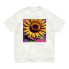 LOGOstylesのピンクや紫色の背景に映えるかわいいヒマワリ Organic Cotton T-Shirt