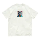 Kobayashi Kayoの眼鏡をかけたオシャレな猫 オーガニックコットンTシャツ