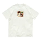 Cartoonの猫とハムスター仲良し Organic Cotton T-Shirt